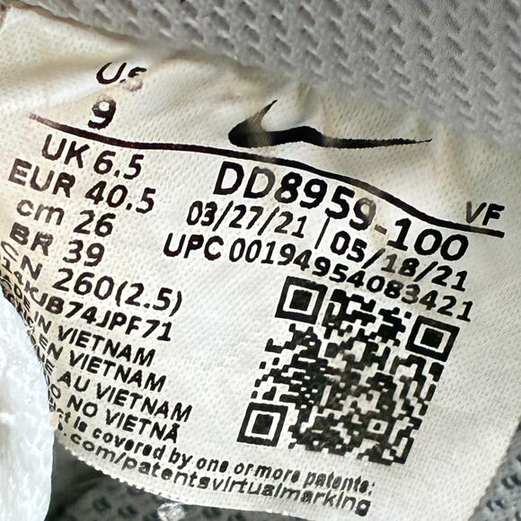 Nike Air Force 1 Low White Leather Basketball Shoes DD8959-100 Women's Size 9 - Picture 9 of 10